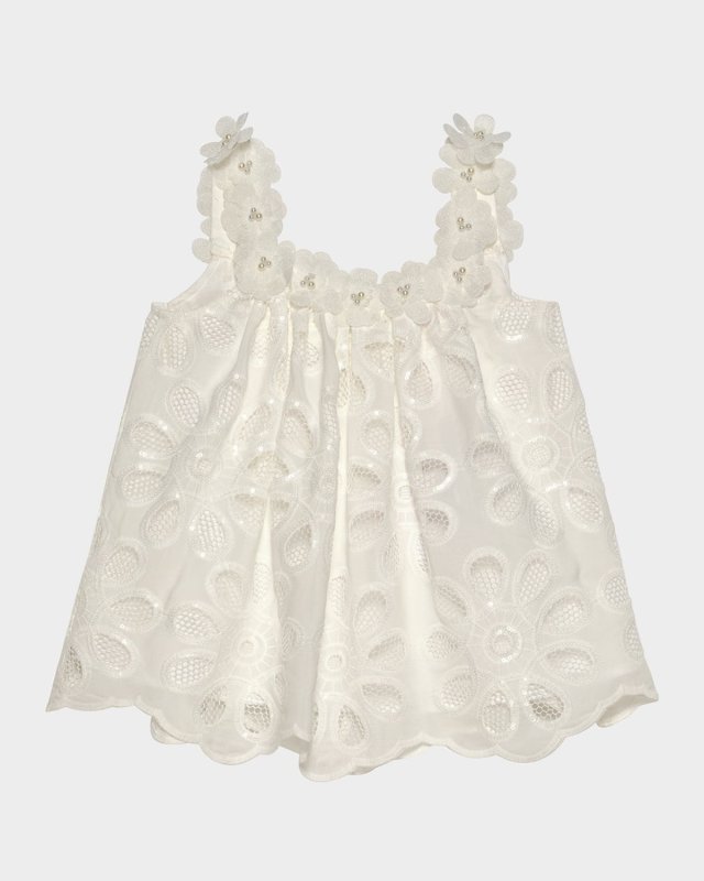 Girl's Layla Floral Lace Top, Size 4-14